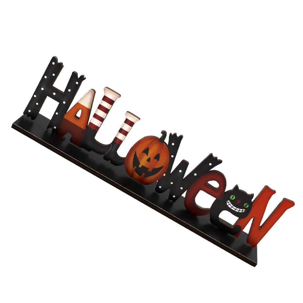 

Wooden Ornaments Halloween Decoration Indoor Party Vintage Table Craft Decorative Prop Autumn