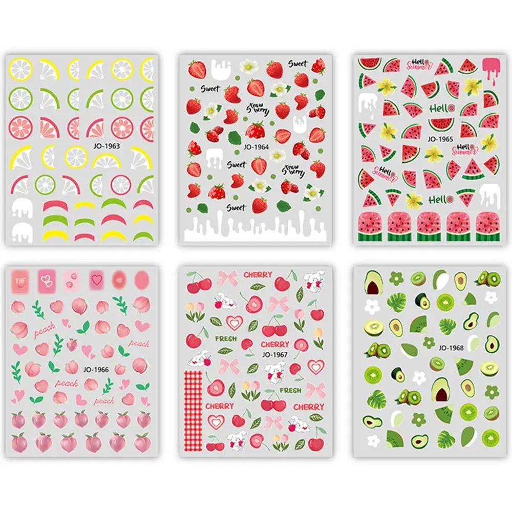 DIY Transfer Slider Nail Decoration Avocado Manicure Cherry Pattern Peach Nail Foil Fruit Nail Sticker Watermelon Nail Decal