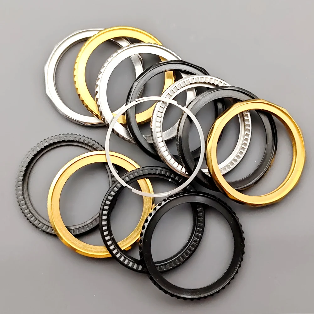 Customized 41mm SXK007 Steel Bezel and Spring click Fit SKX007 SRPD Watch Cases Rotating bezel for 38mm steel bezel insert parts