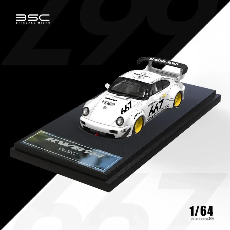 BSC 1:64 RWB 964 Sakura Matte Black /White No.667 Model Car