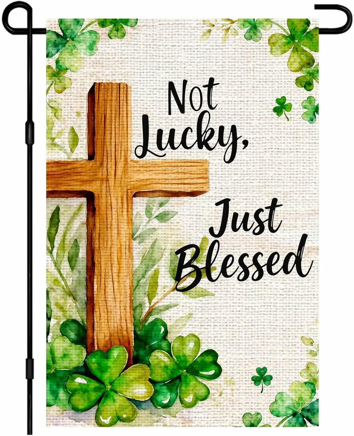 Happy St Patricks Day Garden Flag 12 x 18 Inch Burlap Yard Flag Double Sided Cross Shamrocks Decorative Flags For Home Outdo MMZ