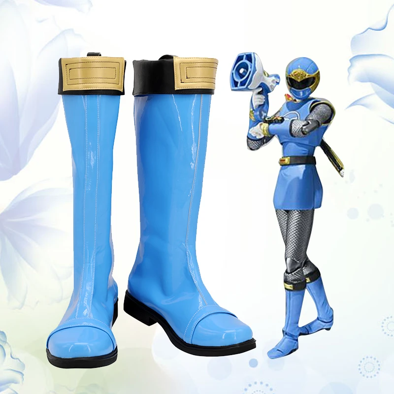 

Ninpu Sentai Hurricaneger Nanami Nono HurricaneBlue Сапоги для косплея Синие туфли