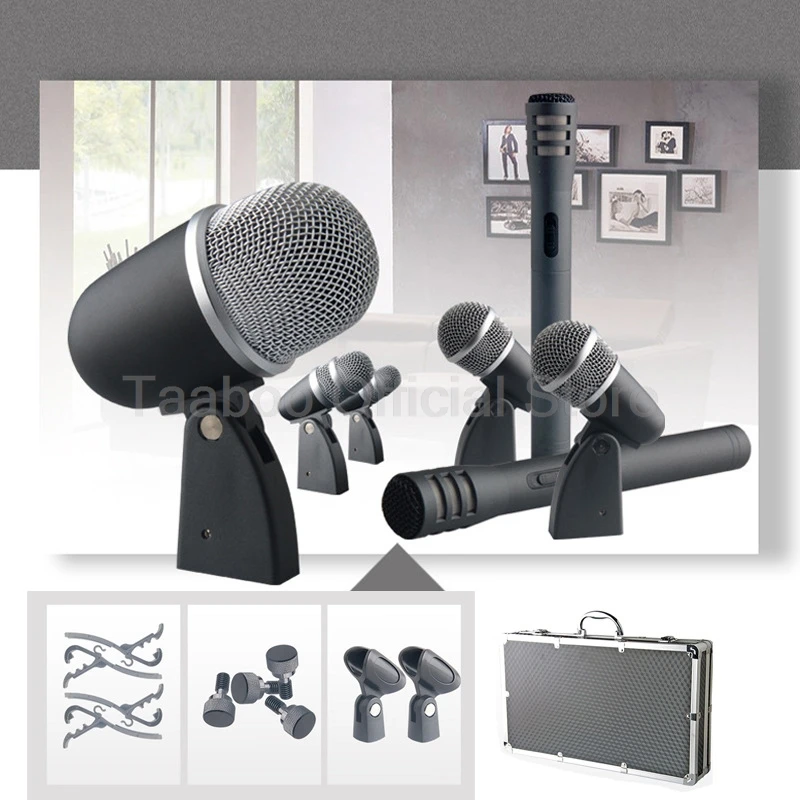 Professional Microphone Multi Microphone Kits Musical Instrument Set Sound Recording Wired Mic for Stage Band Performance Show