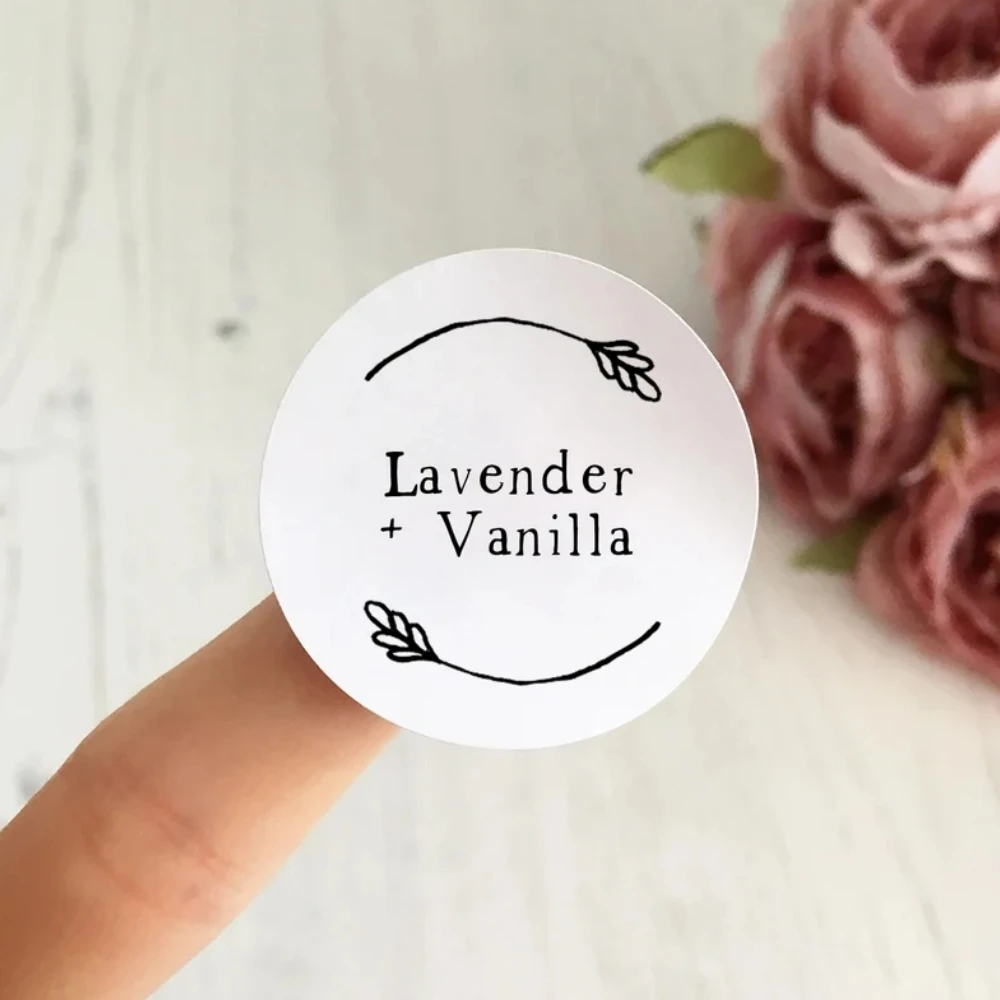 Custom Wedding Labels, Personalized Botanical Wedding Confetti Stickers, Modern Circle, Round Eucalyptus Candle Stick, Any Text