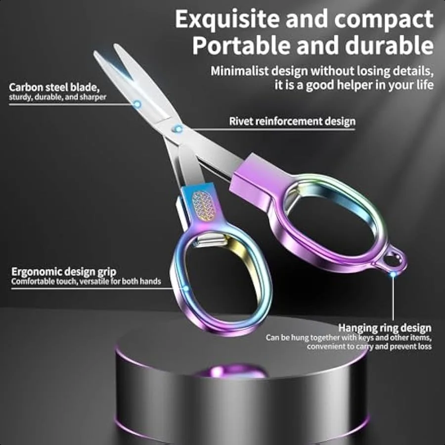 Folding Scissors 2 Piece Stainless Steel Mini Small Scissors Pocket Portable Folding Travel Scissors Miniature Craft Scissors f