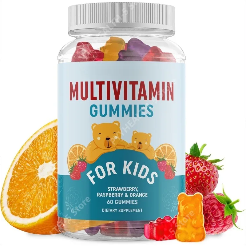 

Kids Multivitamin Gummies Vitamins A, B, C, D & Zinc for Immunity, Growth Development for Children Fruit Supplement 60 Gummies