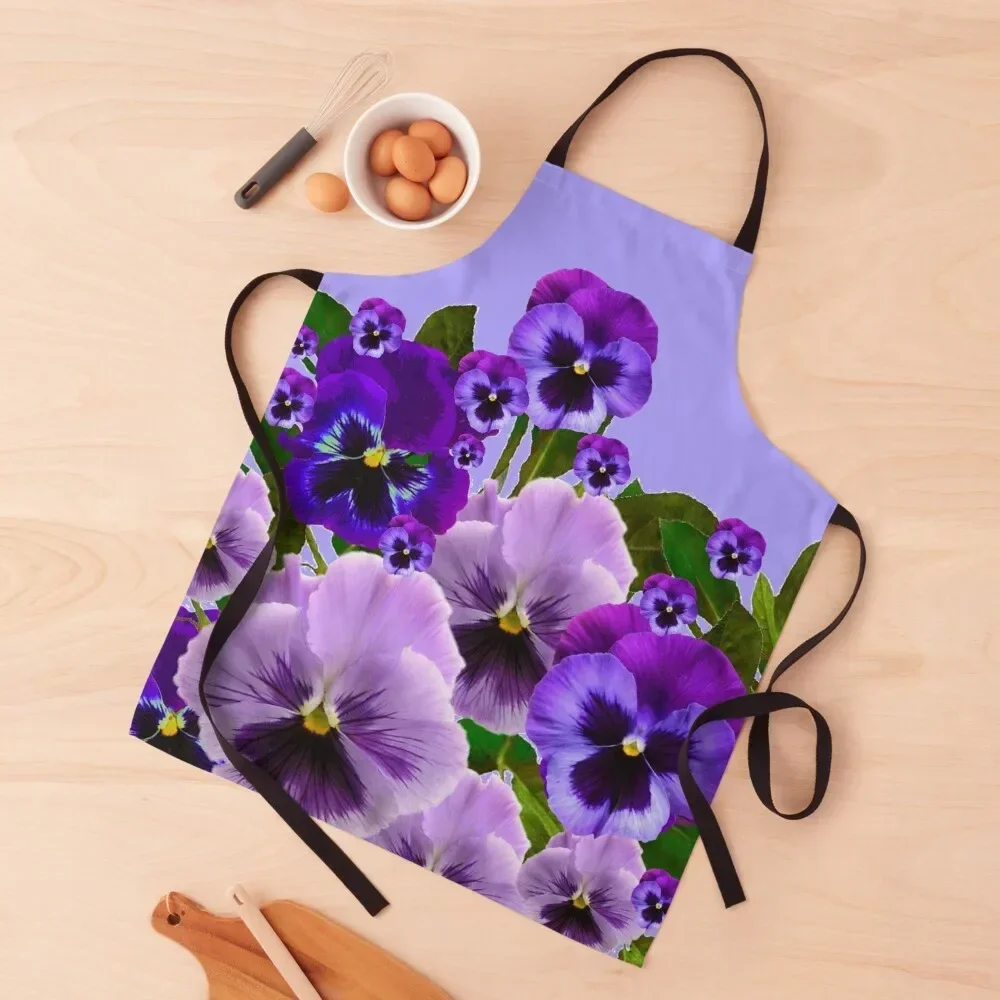 

TOUCH OF SPRING PINK- PURPLE PANSY FLOWERS Apron For Cosmetologist Customizable Funny Apron