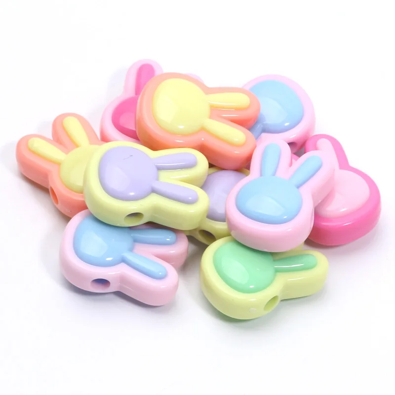 20pcs Candy Color Rabbit Beads Acrylic Loose Spacer Jewelry Beads For Handmade Making Bracelet Necklace Earring DIY Accessories