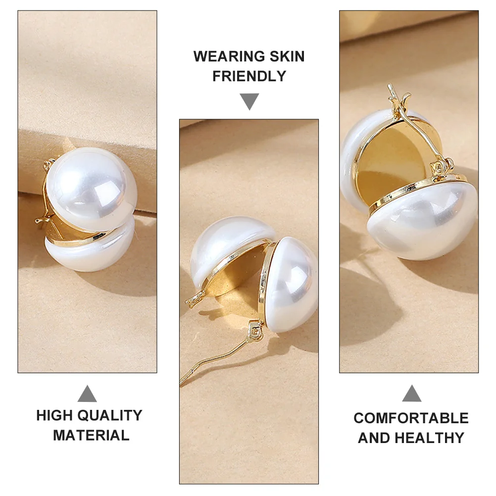 

1Pair Alloy Pearl Earrings Elegant Ear Studs for Business Shopping Daily Wear Women Ear Ornaments Gift Choice for Girlfriends