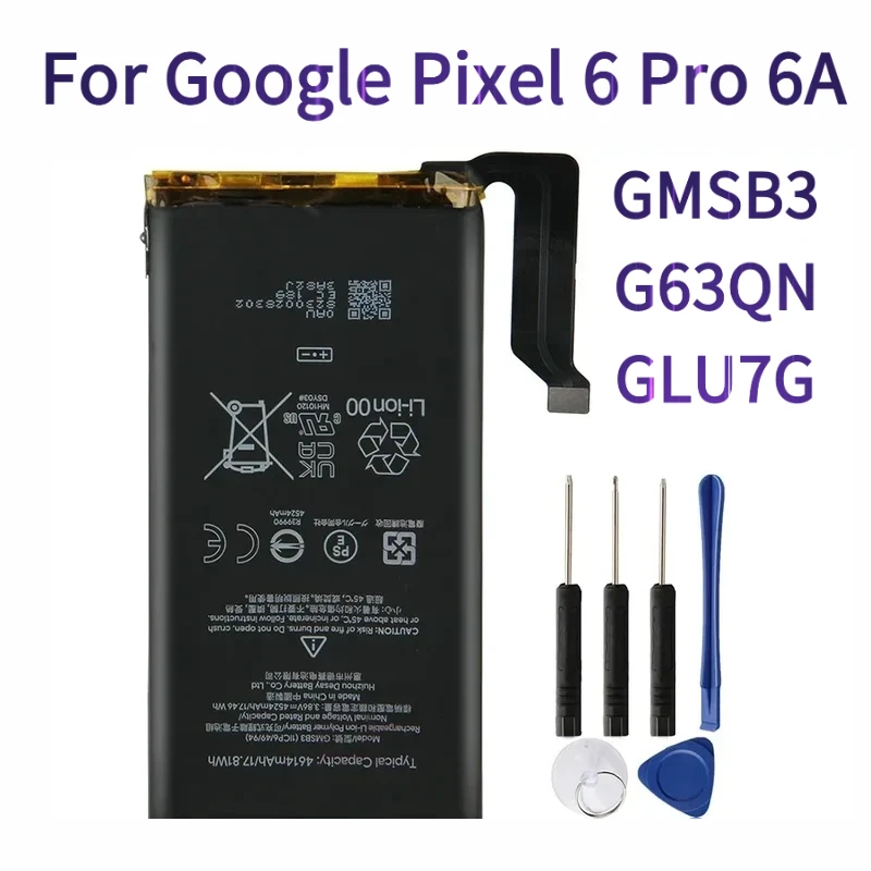 

Phone Battery GMSB3 G63QN GLU7G For Google Pixel 6 Pro 6A Replacement With Tools 4614mAh