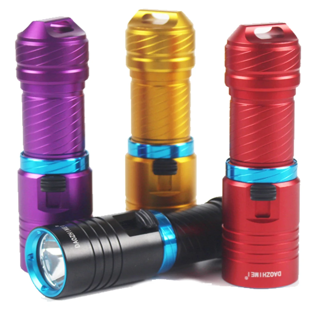 4 pieces Powerful White&Yellow laser LED Diving Flashlights 5000LM Underwater stepless Dimming 26650 Diving Lantern