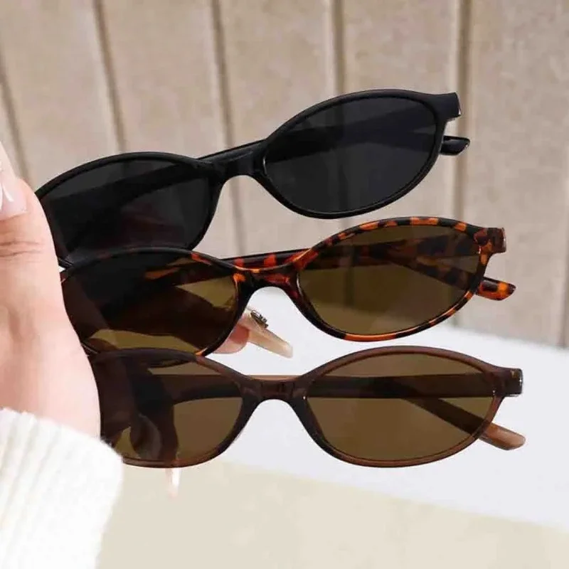 Small Oval Sunglasses Women Vintage Brand Designer Y2K Sun Glasses 90s Fashion Cats Eye Shades Female Eyewear UV400