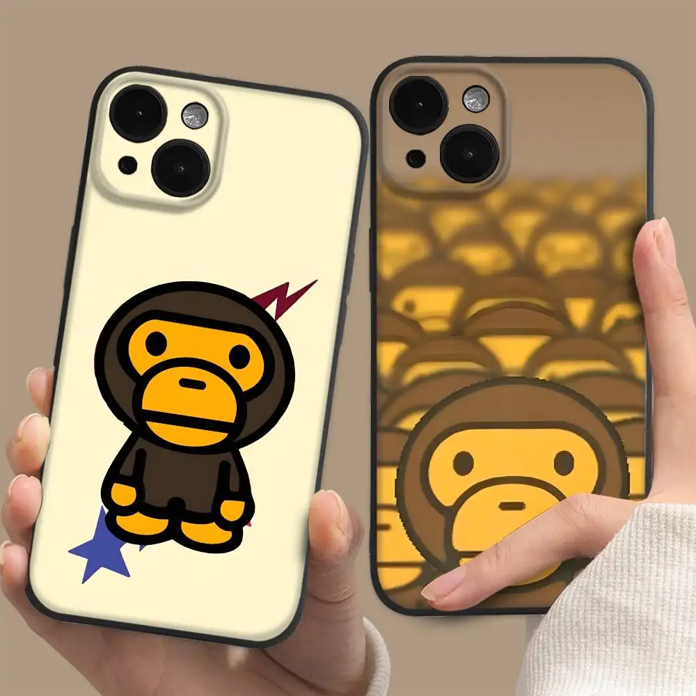 Capa de Celular Antichoque Simples e Fofa com Desenho de Macaco Amoroso B-Bape para iPhone 17 16 Pro Max 15 14 13 12 11 Mini