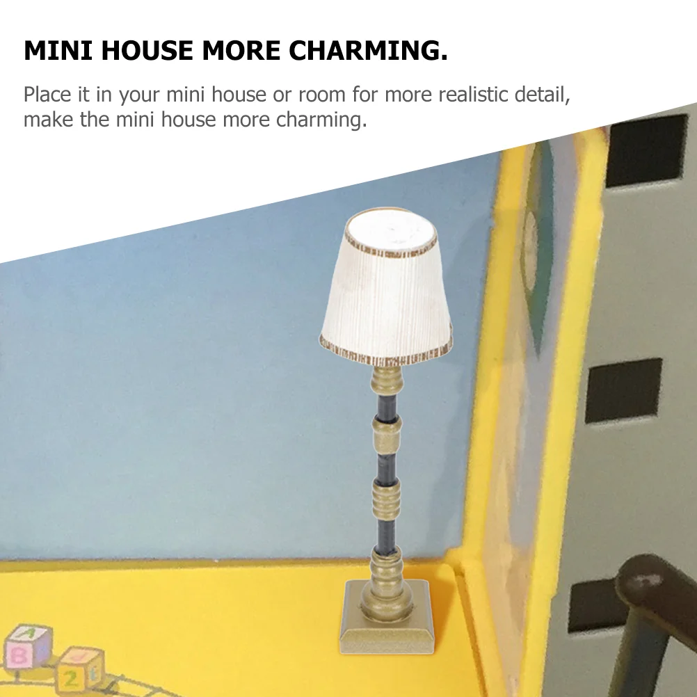 2 Pcs House Floor Lamp Miniature Furniture Model Decorative Light Small Table LED Creative Bedside Lamps for Accessories