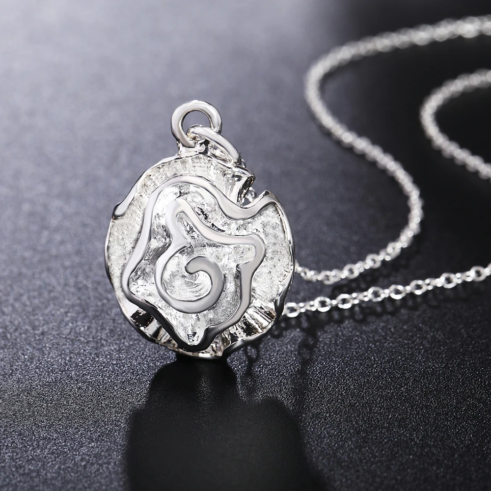 925 Silver Jewelry Hot selling Foreign Trade Rose Pendant Women's Necklace Wedding Matching Trendy Gifts