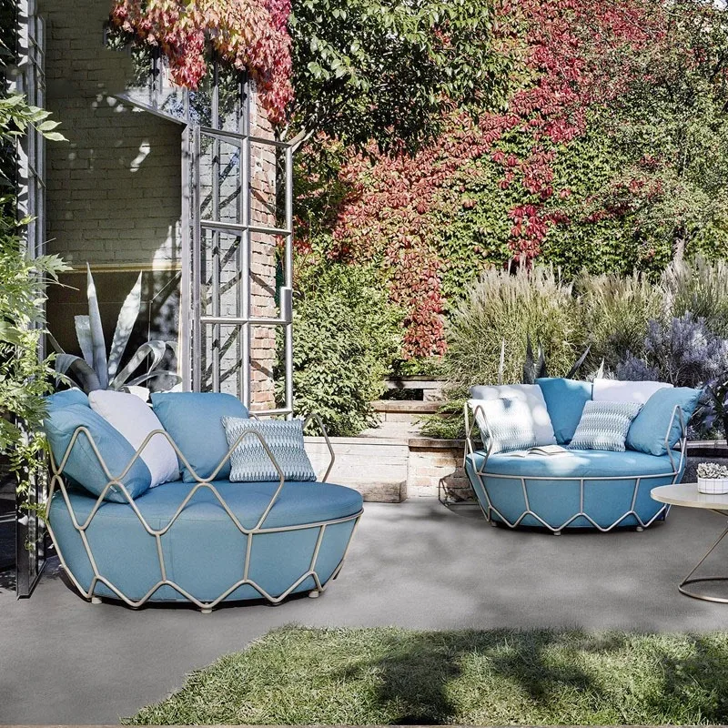 Nordic outdoor balcony hanging basket Internet celebrity swing courtyard villa leisure modern double sofa furniture combination