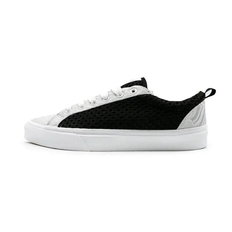 Summer Black and White Color-Blocking Large Size Shoes for Men, Fashionable Casual Shoes, Breathable Casual Trendy Shoes, Versatile Retro Patchwork Sneakers for Men