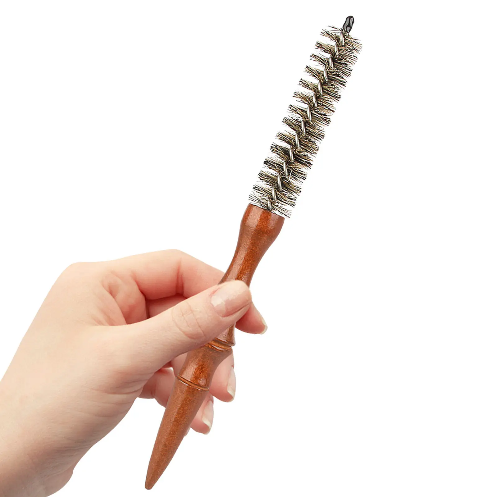 

2Pcs Mini Spiral Curling Roll Comb Small Wooden Handle Boar Bristle Hair Styling Blow Dryer Bang Lifting Beard