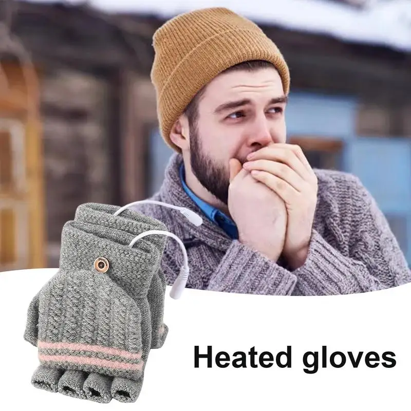 Winter Gloves Heated Full & Half Fingers Warm Gloves Heating Gloves Heated Mittens Portable Hand Warmer Laptop Gloves Mittens