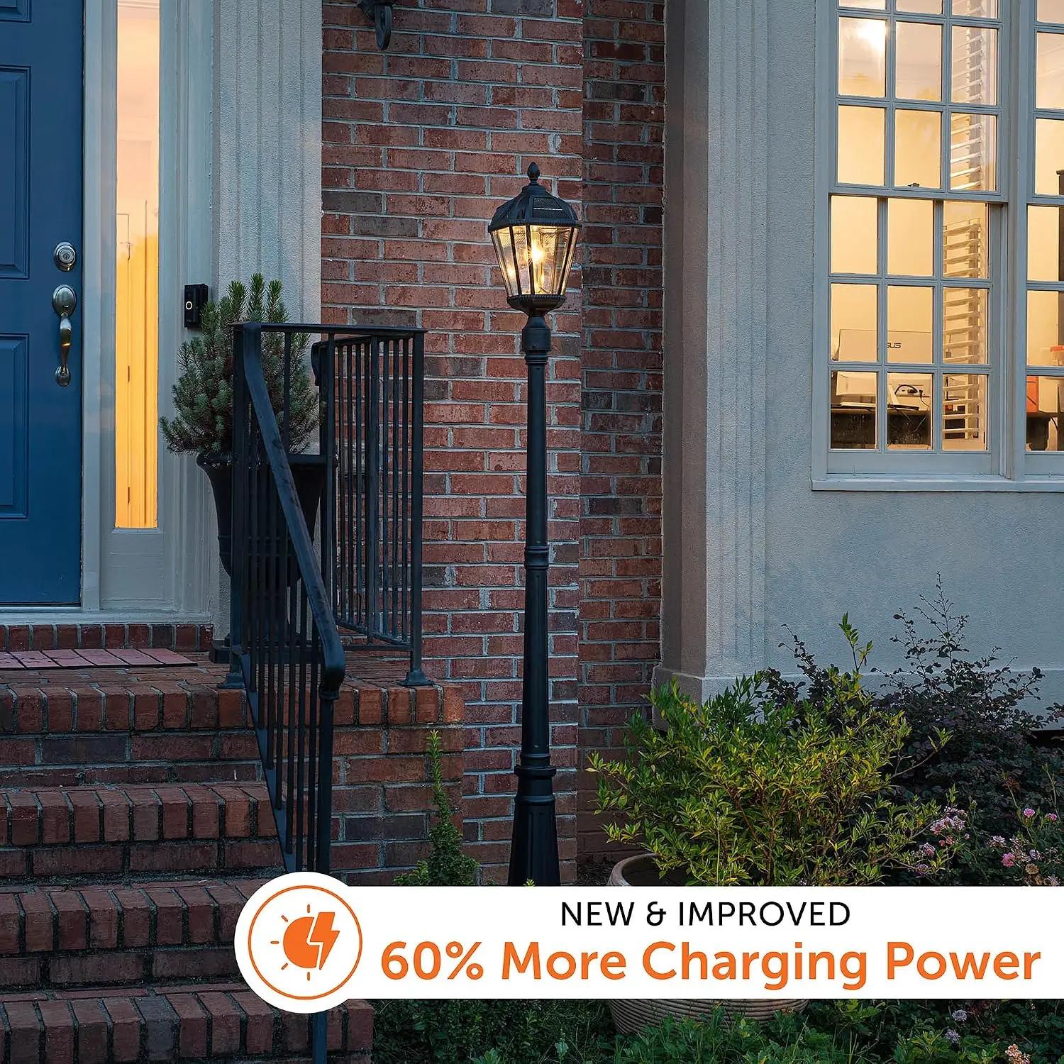 solar outdoor lamp post light black cast aluminum beveled glass panels 10 year warm white led omni direction reflector 87 inch h
