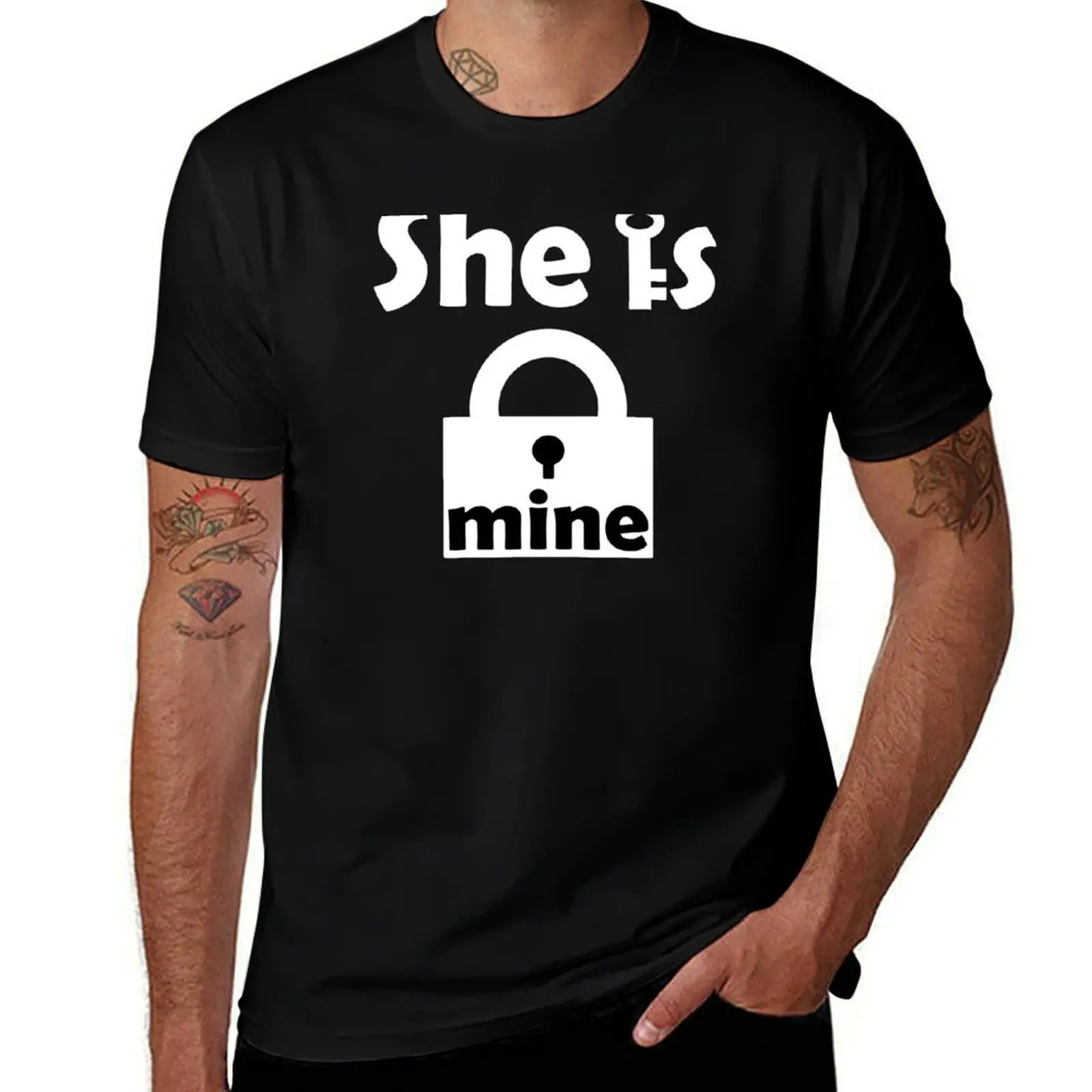 She is mine-valentine T-Shirt Stylish Graphic Short Sleeve Top