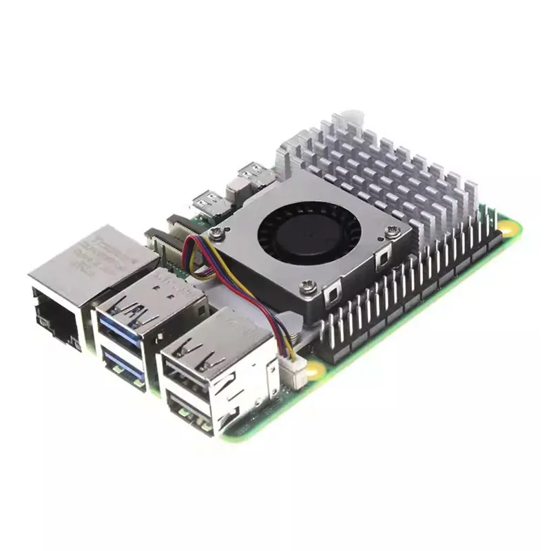 Raspberry Pi 5 Active Cooler Aluminum Heatsink PWM Speed Adjustable Fan Silver Cooling Radiator for RPI 5 Pi5