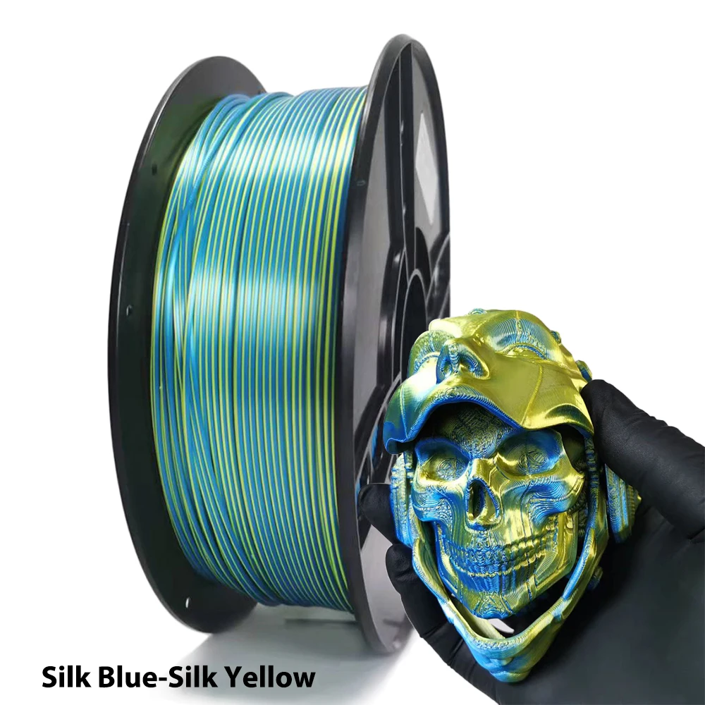 1.75mm 1Kg Two Color PLA Filament 3D Printer Silk Blue Yellow 3D Printing Material Magic Dual Color Sublimation Duotone 250g