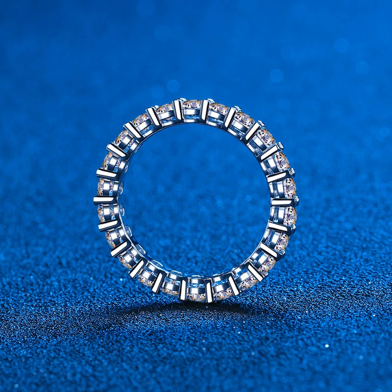 2.2CT 3MM Full Eternity Moissanite Ring D Color Lab Created Diamond Sterling Silver Eternity Wedding Band Ring for Women Gift