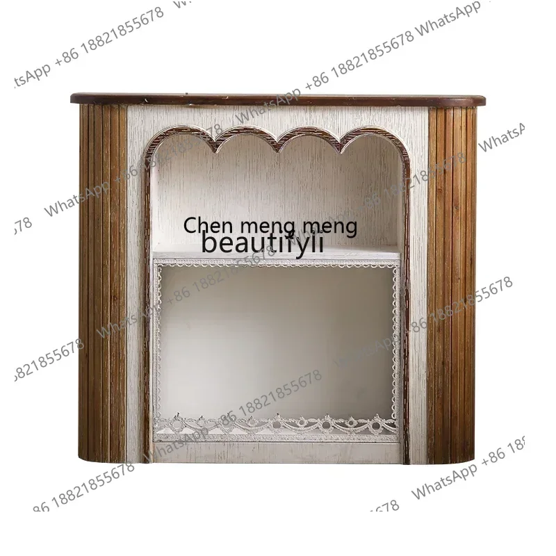 

X R0R French retro fireplace decorative cabinet electronic fireplace B & B villa living room simulation flame entrance fireplac