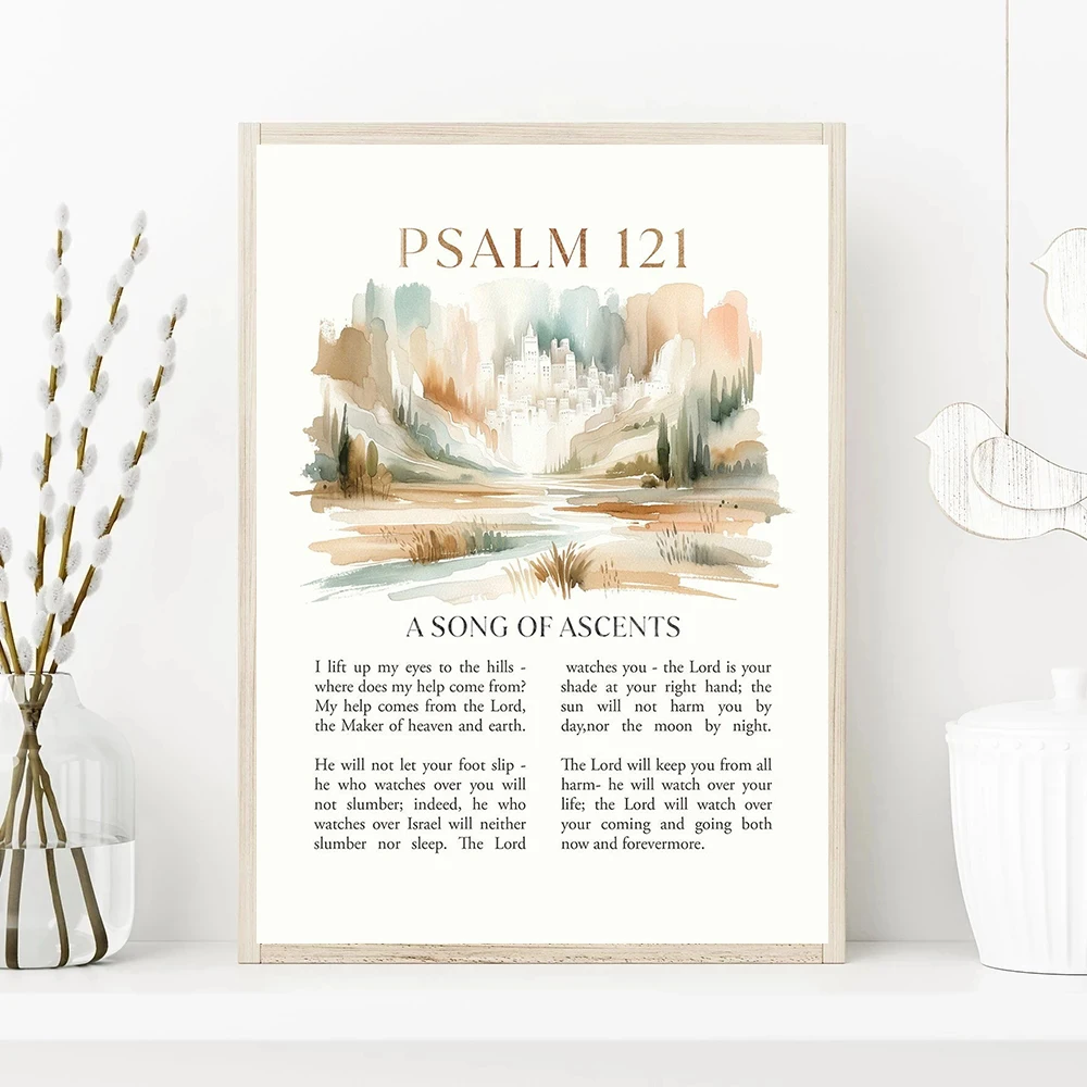 (1PC Unframe)Psalm 23 &91 Lord Is My Shepherd Floral Canvas Wall Art Poster Bible Scripture Prints Christian Farmhouse Living Ro