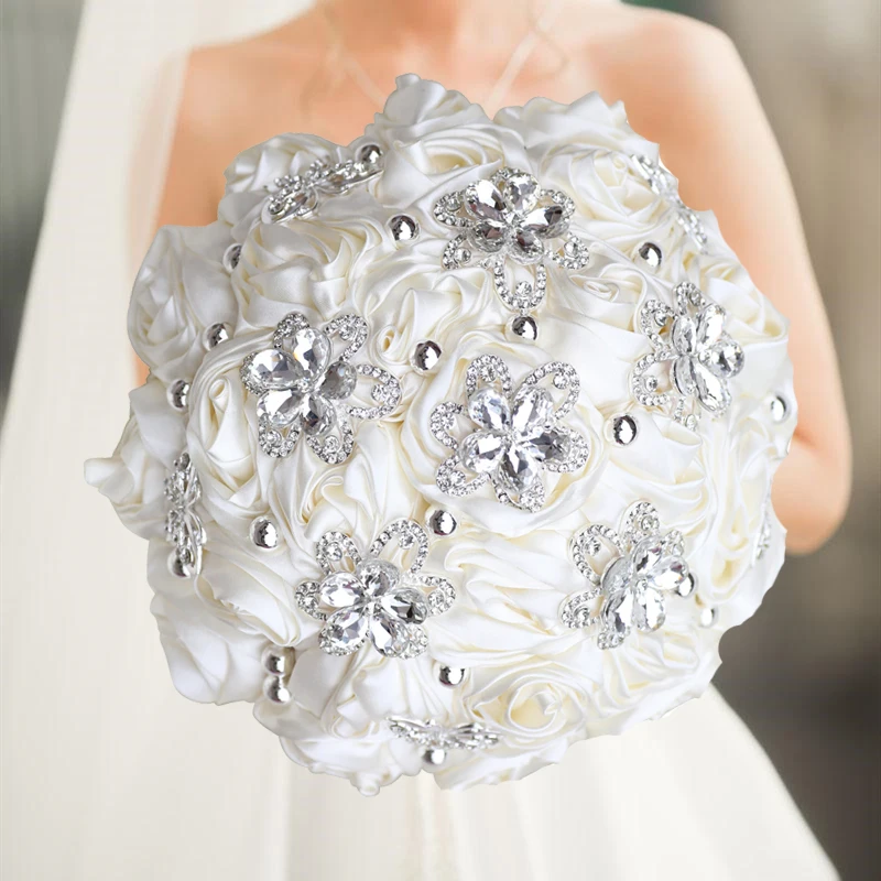 

Champagne Wedding Bouquet Holding Flowers