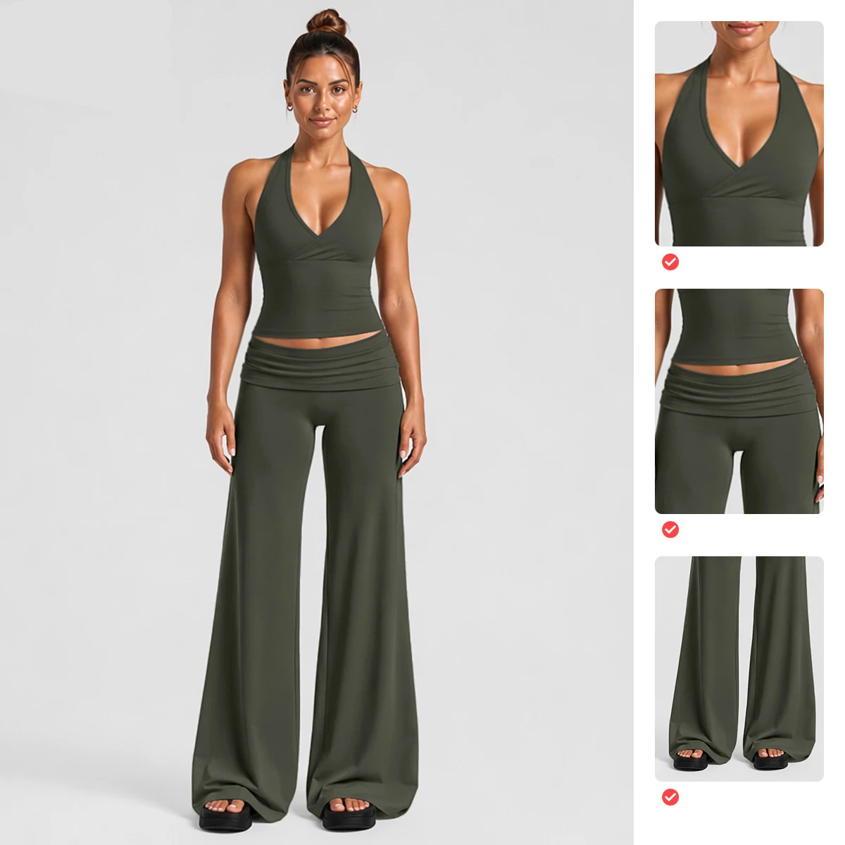 Women's Fitness Set Gym Tracksuit Breathable Sports Bra Flared Trousers Suit Workout Clothing Sportswear Female Athletic Wear