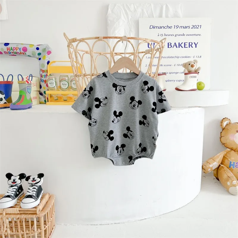 Baby Boys Girls Newborn Bodysuit Socks Hat 3pcs Clothes Set Cartoon Disney Mickey Mouse Cotton Jumpsuit Infant Clothing K24211