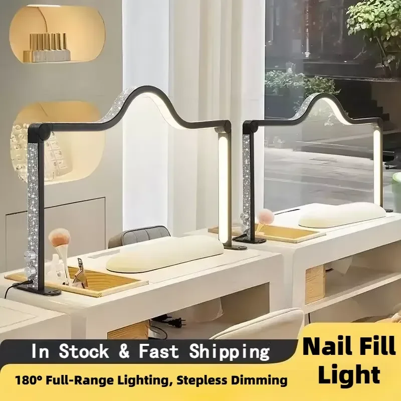 48W Half Moon Nail Lamp Beauty Salon Eyelash Extension Knob Switch Desk Fill Light Makeup Foldable Nail Lamp LED Half Moon
