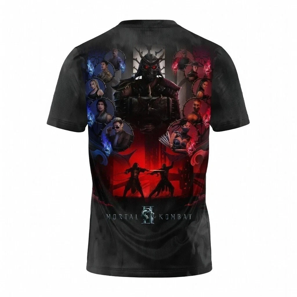 Mortal Kombat 2 Movie Version 2026 T-Shirt mit Vollflächendruck in Schwarz, Herren-Freizeitoberteil mit Muster, Kurzarm – Detail 4