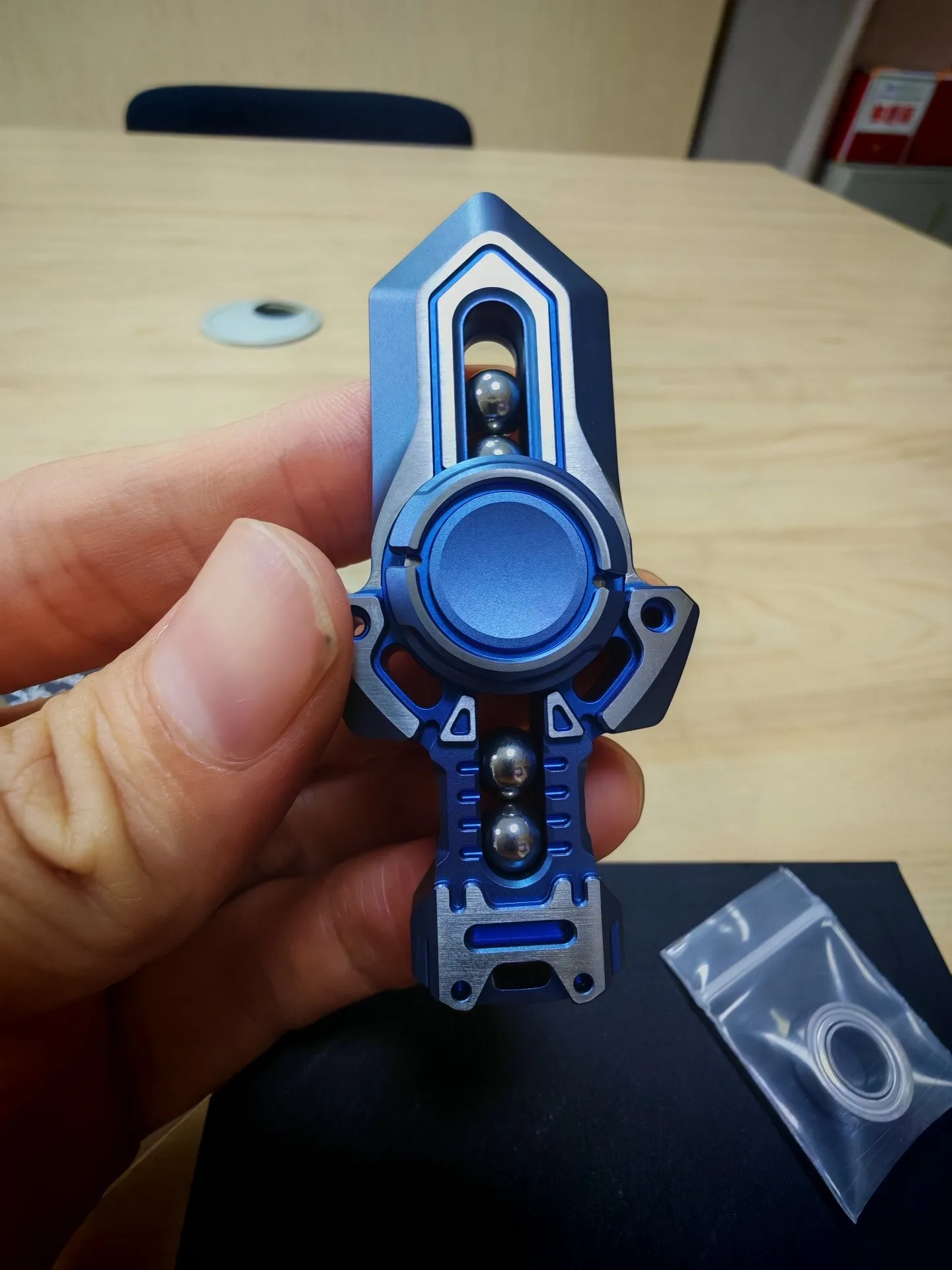 McKee Sword Mini Gyro, Titanium Blue Alloy EDC