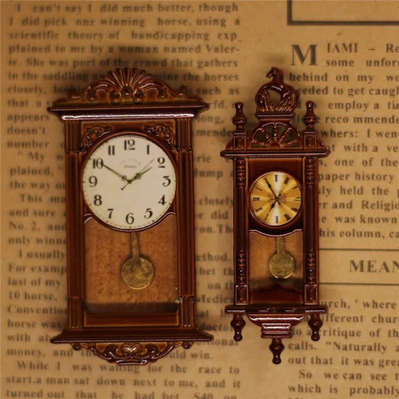 1/12 Doll House Scene Mininature Roman Clock Pendant Clock Living Room Wall Clock Decoration Doll House Accessories AJAS