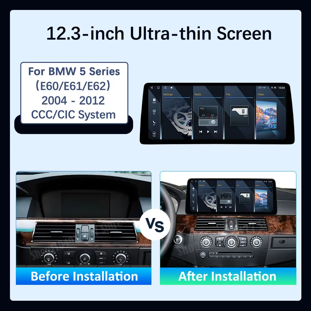 12.3 '' Ultra-thin Screen Android 16 BT for BMW 5 Series E60 E61 E62 2004 - 2012 CIC CCC System GPS Car Video Multimedia Player view 6