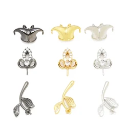 Copper plated real gold baroque pearl clown hat crown Leaf Pendant head DIY hand jewelry holder material accessories 2pcs