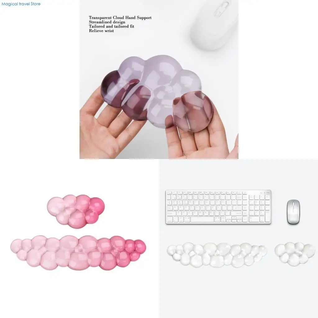 N2UB Cooling Gel Keyboard Mouse Wrist Cushion Pad Set Slip Proof Rubber Base Concave Ergonomic Designing Office Gift