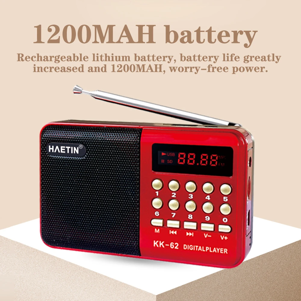 L-62 Mini Radio 4.5W Single Band Plug-in FM Radio MP3 Music Player Gift for the Elderly