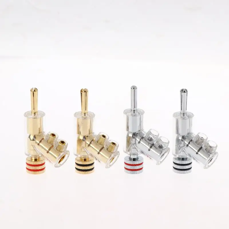 HIFI Banana Plug Connector-24KGold/Rhodium Plated Self-Locking Speaker Cable Terminals for Audiophile Systems