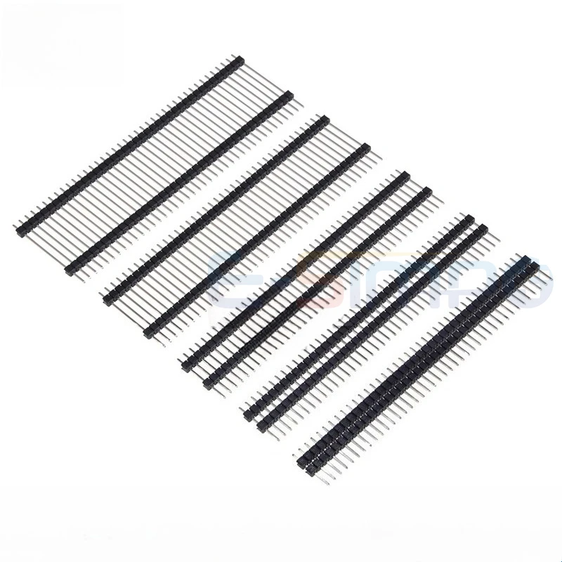 100pcs 2.54mm Gold Single Row Double plastic 1x2/3/4/5/6/7-40P PCB Board Spacer Male Pin Header Long 11.5/13/15/17/19/21/25/30mm