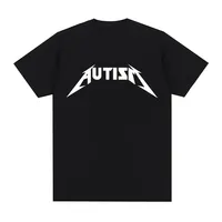 Fashion Hip Hop Short Sleeve Oversized T-shirts Summer Sport Loose T Shirt Tops Autism Metal Rock Meme T-shirt Men Women