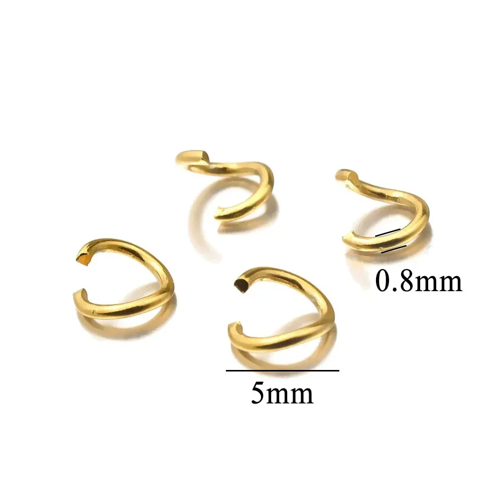 100 Stück Edelstahl-Spaltringe, Biegeringe, 18 Karat vergoldet, PVD-Halskette, Armband, Verbinder, Schmuckherstellung, Zubehör, Großhandel