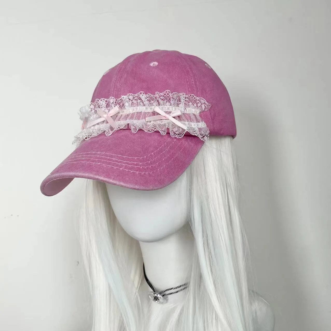 Gorro de Béisbol Lolita con Lazo de Encaje Dulce y Moderno para Mujer, Gorra de Color Sólido con Visera para Niña, Gorro de Sol Suave para Exteriores, Estilo Hip Hop