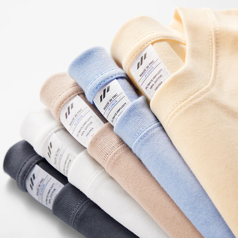 Women's Combed Cotton Short Sleeved Round Neck Solid Color Women's T-shirt Straight Tube Loose Short Sleeved Top Women's Summer