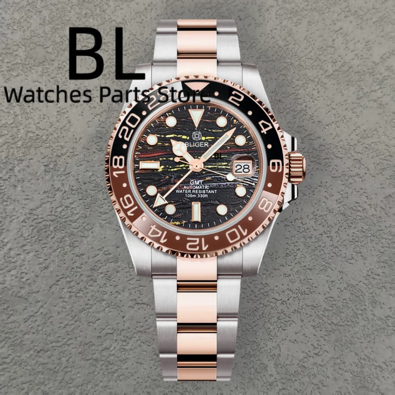 BLIGER 40mm Full Rose GMT NH34 - đánh giá và giá Rolex Watch Datejust