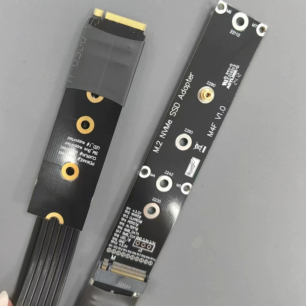 ADT-Link M.2 NVMe SSD Extension Cable Extender PCIe 4.0 X4 Full Speed NVMe M-Key Adapter Supports M.2 NVME Ultra SSD GEN4 64Gbps
