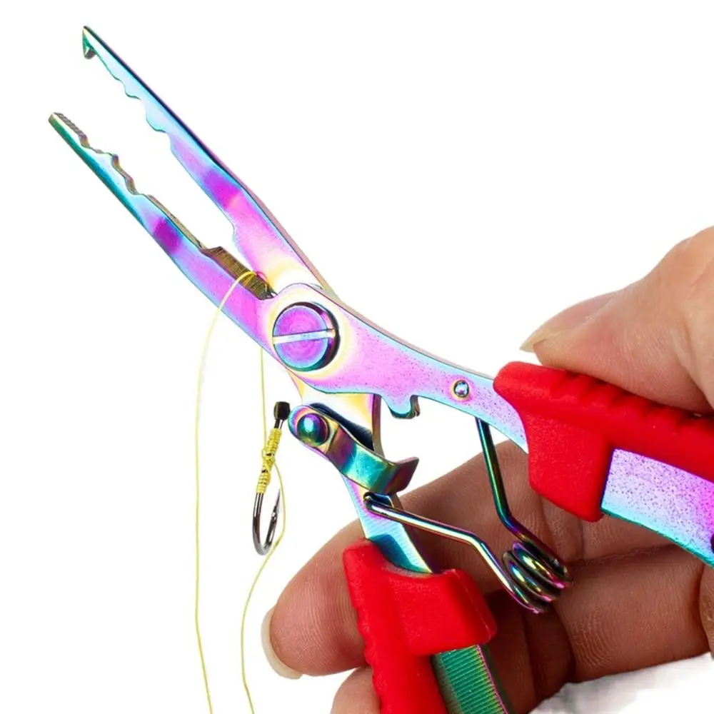 

Stainless Steel Fishing Pliers Anti-slip Line Cut Fishing Tied Hooks Pliers with Rubber Handle Multi-functional